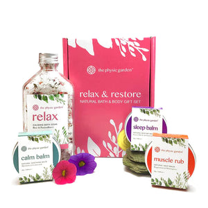 Relax and restore natural bath and body gift set